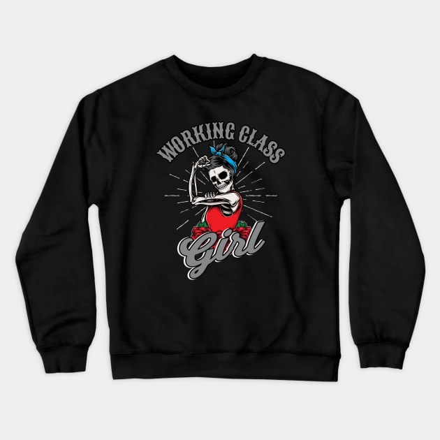 Working Class Girl Rockabilly Woman Crewneck Sweatshirt by Foxxy Merch